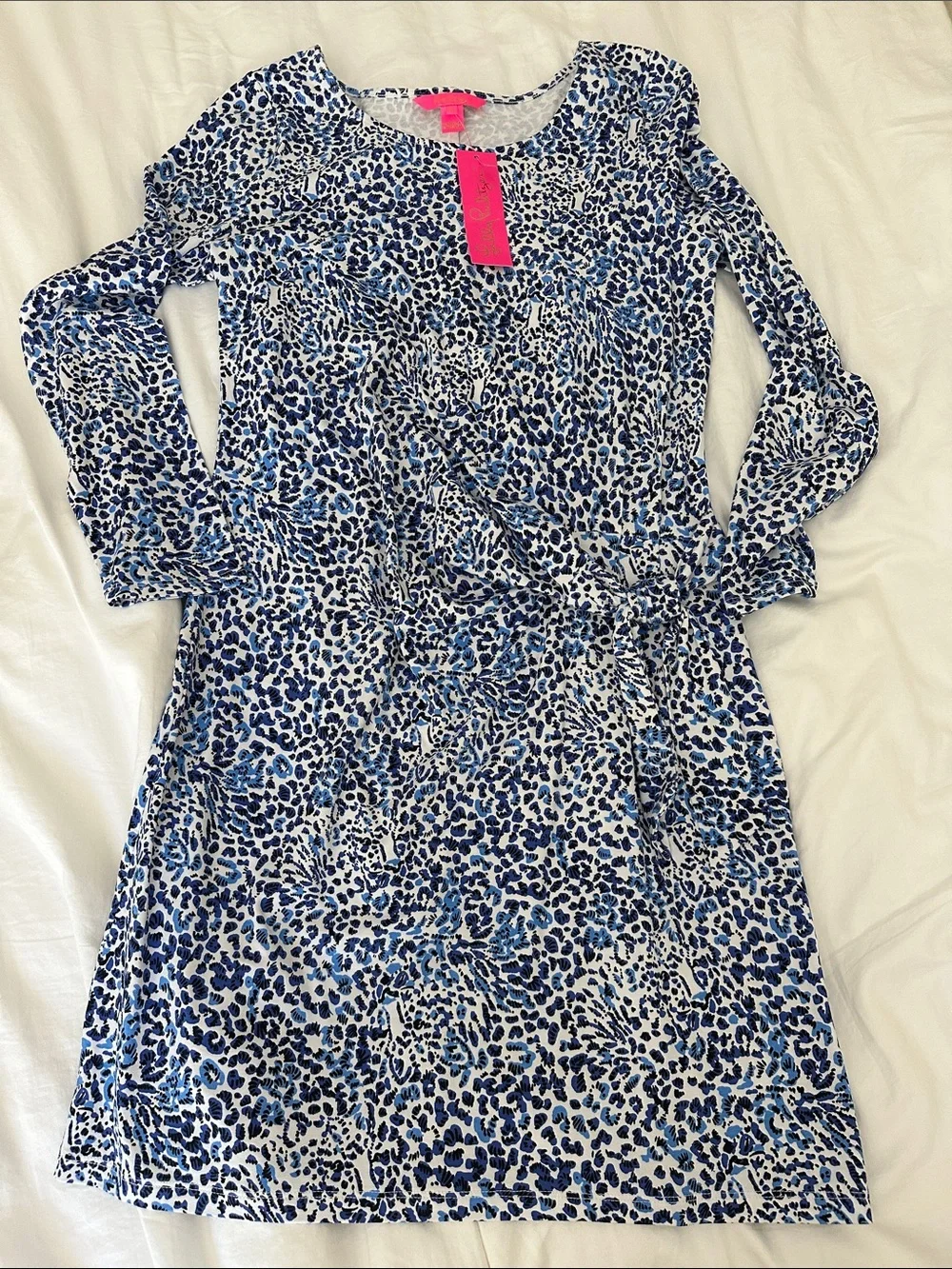 NWT, Lilly Pulitzer Bryson Long Sleeve Dress in Resort White Twisted Up, Size M
